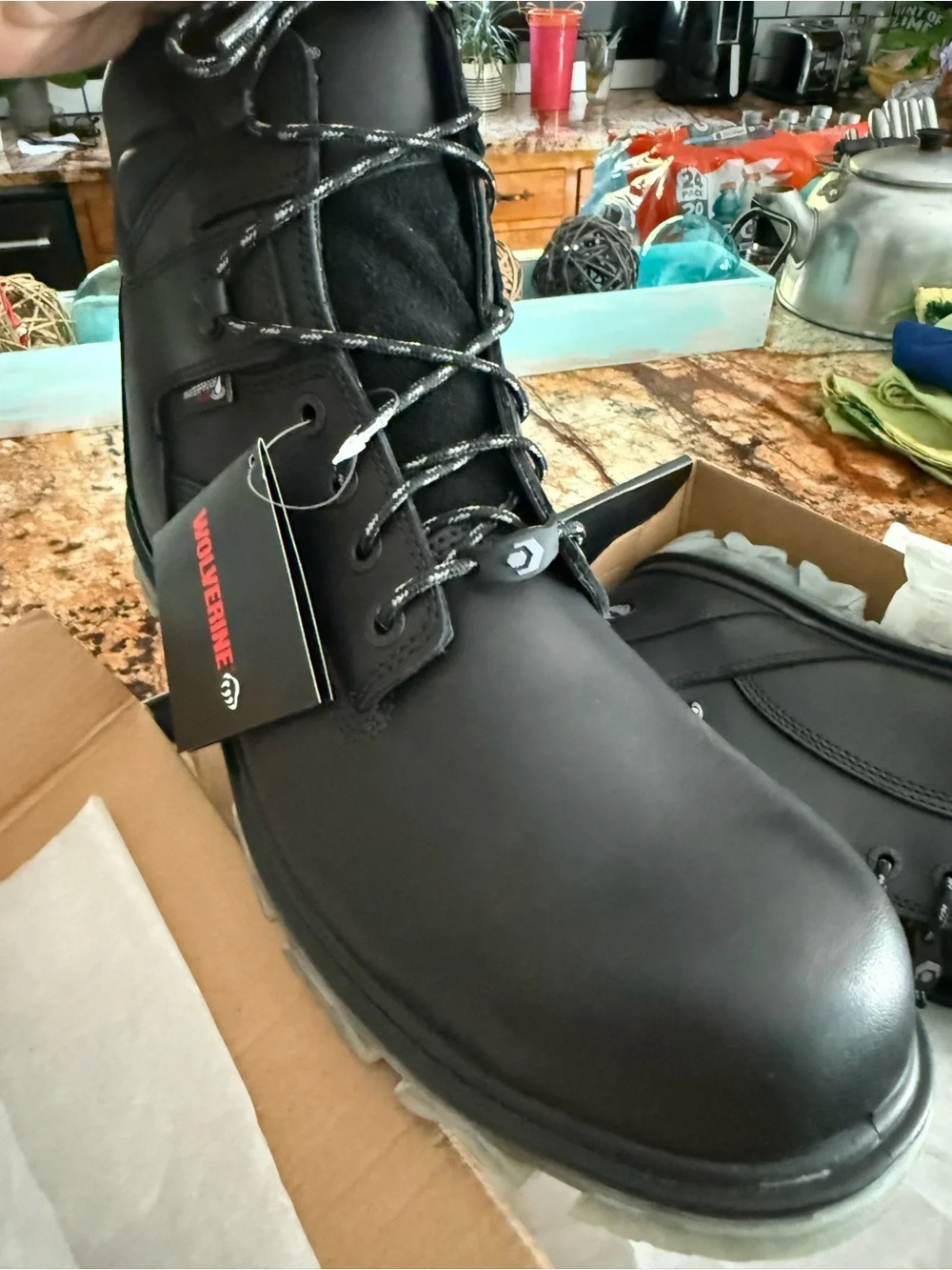 Wolverine Men's Black Lace-Up Work Boots